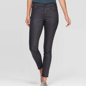 -New Universal Thread High Rise Coated Skinny Jean Pant Womens 6 Black Stretch